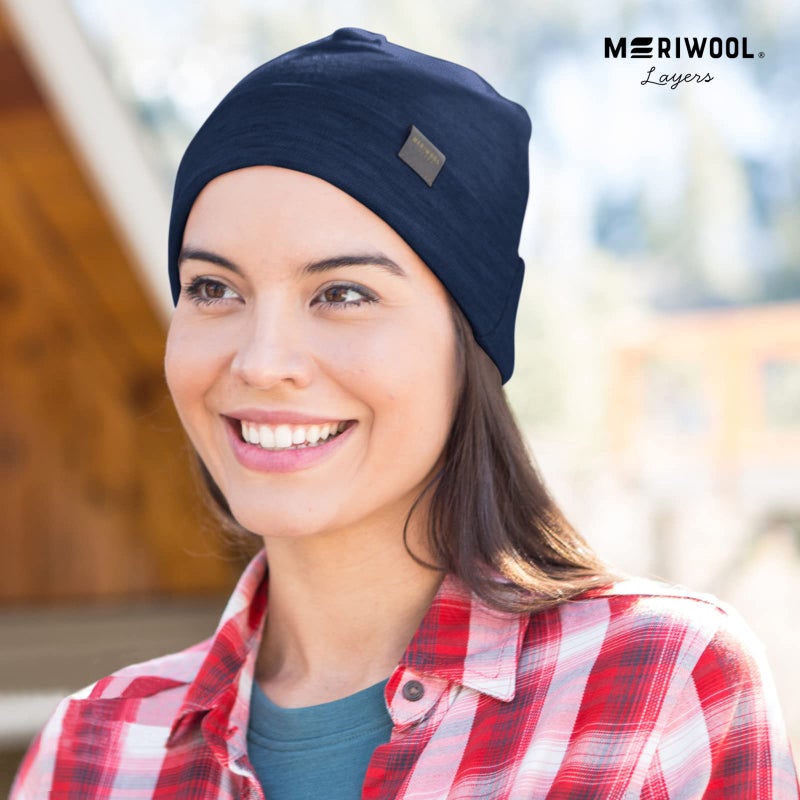 MERIWOOL Unisex Merino Wool Cuff Beanie Winter Hat for Men and Women Khaki - Image 5